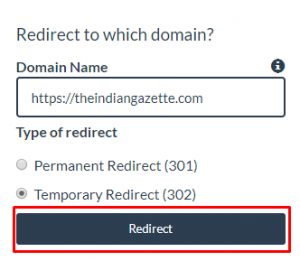 redirect domain using io