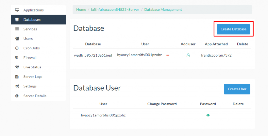 Manage Database and Database Users - SetupServer.io